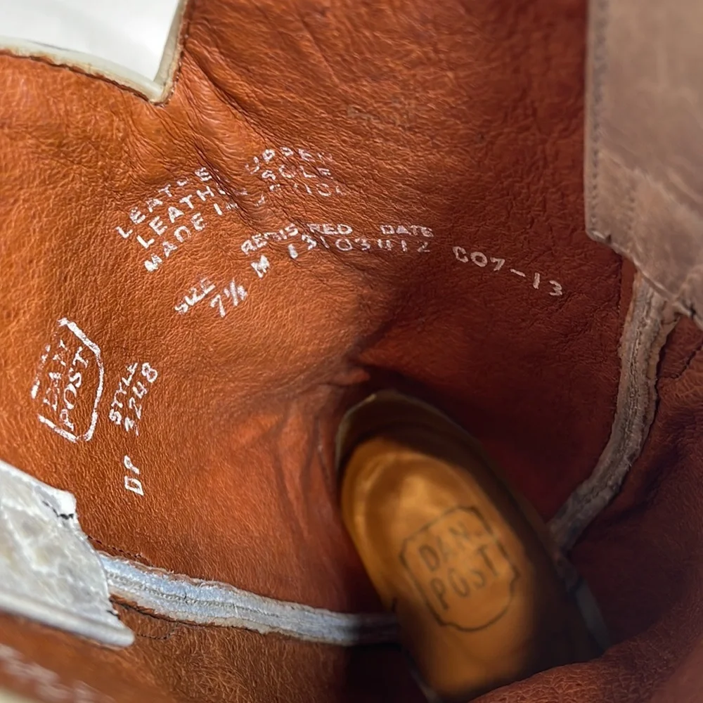 Dan Post El Paso western distressed pointed to leather cowboy boots - Picture 4 of 8